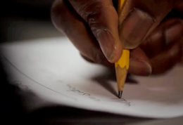 Pencil held during research working, courtesy of Kadija George